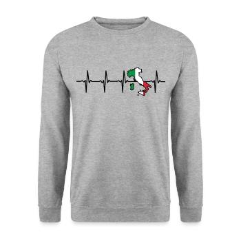 Italie Battement de cœur Drapeau italien italien - Sweat-shirt Unisexe - gris chiné - Devant - Alina (178cm) & Michal (187cm)