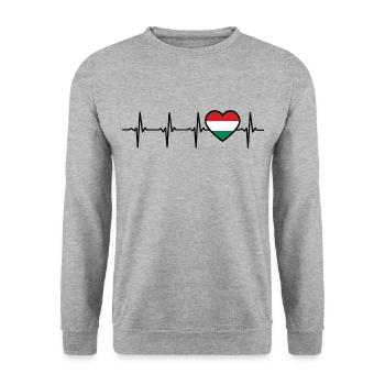 Ungar Ungarisch Herzschlag Ungarn - Unisex Pullover - Weißgrau meliert - Vorne - Alina (178cm) & Michal (187cm)