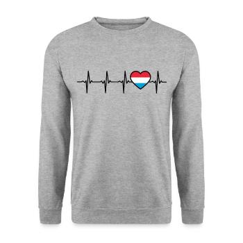 Luxembourg Heartbeat Flag Luxembourger - Unisex Sweatshirt - salt & pepper - Front - Alina (178cm) & Michal (187cm)