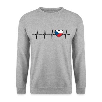 czech heartbeat flag czech - Unisex Sweatshirt - salt & pepper - Front - Alina (178cm) & Michal (187cm)