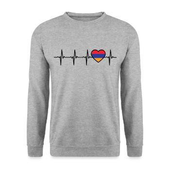 Armenien Herzschlag Flagge Armenier - Unisex Pullover - Weißgrau meliert - Vorne - Alina (178cm) & Michal (187cm)