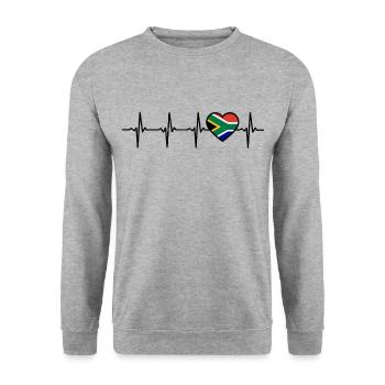 Afrique du Sud Heartbeat Afrique du Sud - Sweat-shirt Unisexe - gris chiné - Devant - Alina (178cm) & Michal (187cm)