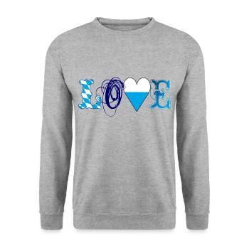 Love Bavaria - Unisex Sweatshirt - salt & pepper - Front - Alina (178cm) & Michal (187cm)
