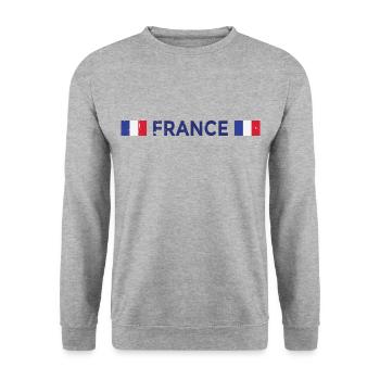 France Football Maillot de foot Drapeau Français - Sweat-shirt Unisexe - gris chiné - Devant - Alina (178cm) & Michal (187cm)