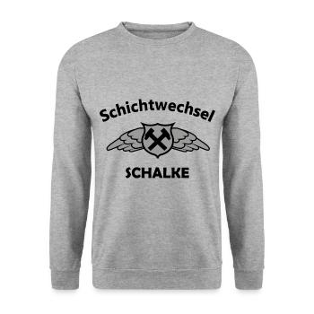 Schalke Schichtwechsel - Unisex Pullover - Weißgrau meliert - Vorne - Alina (178cm) & Michal (187cm)