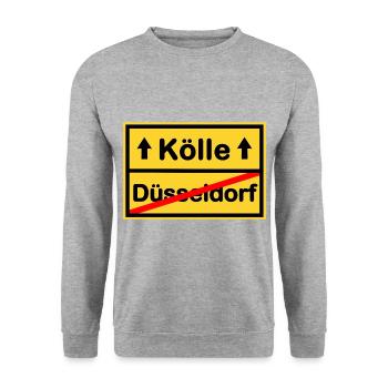 Daheim in Kölle - Unisex Pullover - Weißgrau meliert - Vorne - Alina (178cm) & Michal (187cm)