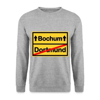 Der Bochumer im Pott - Unisex Pullover - Weißgrau meliert - Vorne - Alina (178cm) & Michal (187cm)