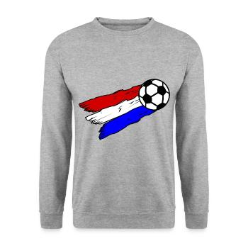 Fans de football néerlandais - Sweat-shirt Unisexe - gris chiné - Devant - Alina (178cm) & Michal (187cm)
