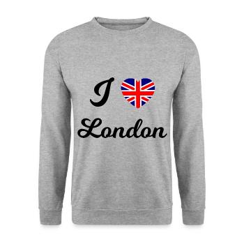 Daheim in London - Unisex Pullover - Weißgrau meliert - Vorne - Alina (178cm) & Michal (187cm)