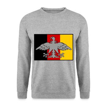 Der Adler aus Deutschland - Unisex Pullover - Weißgrau meliert - Vorne - Alina (178cm) & Michal (187cm)
