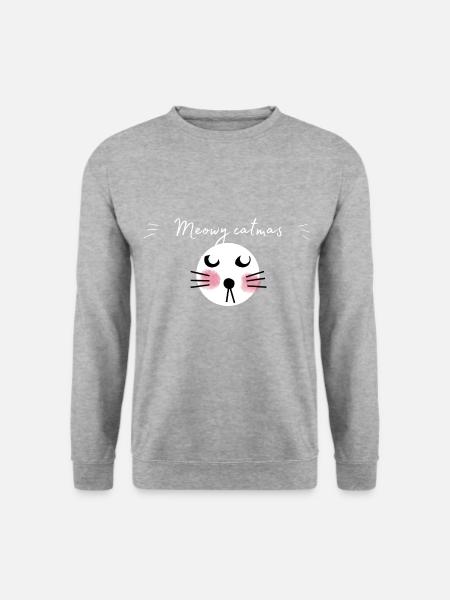 Merry christmas. Merry catmas. Merry xmas. - Unisex Pullover - Weißgrau meliert