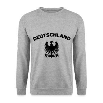 Fan von Deutschland - Unisex Pullover - Weißgrau meliert - Vorne - Alina (178cm) & Michal (187cm)
