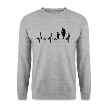Cadeau papa fils et fille, père et fille - Sweat-shirt Unisexe - gris chiné - Devant - Alina (178cm) & Michal (187cm)