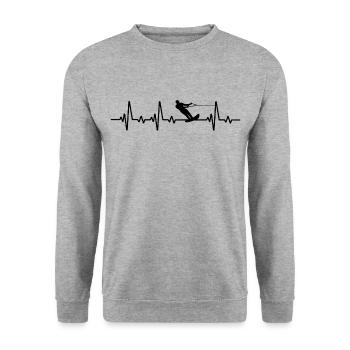 wakeboarden herzschlag wakeboard wakeboarder - Unisex Pullover - Weißgrau meliert - Vorne - Alina (178cm) & Michal (187cm)