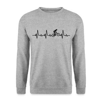 Mountainbike herzschlag mountainbiker MTB - Unisex Pullover - Weißgrau meliert - Vorne - Alina (178cm) & Michal (187cm)