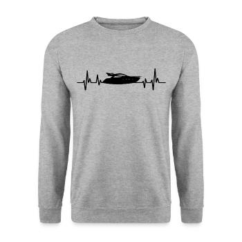 Boating heartbeat yacht yachting boat captain - Unisex Sweatshirt - salt & pepper - Front - Alina (178cm) & Michal (187cm)