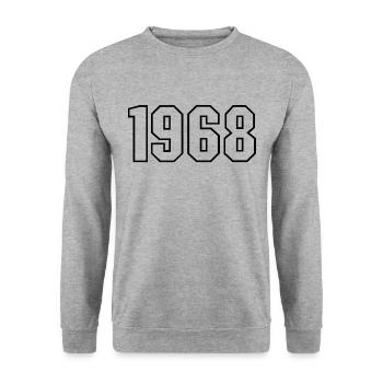 T-shirt born in 1968 - Unisex Sweatshirt - salt & pepper - Front - Alina (178cm) & Michal (187cm)