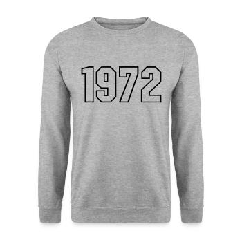 T-shirt né en 1972 - Sweat-shirt Unisexe - gris chiné - Devant - Alina (178cm) & Michal (187cm)