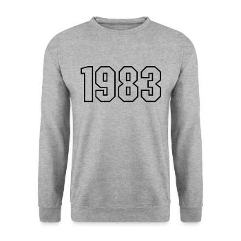 T-shirt born in 1983 - Unisex Sweatshirt - salt & pepper - Front - Alina (178cm) & Michal (187cm)