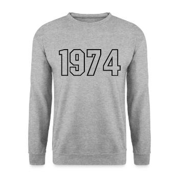 T-shirt born in 1974 - Unisex Sweatshirt - salt & pepper - Front - Alina (178cm) & Michal (187cm)