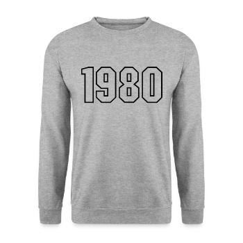 t-shirt né en 1980 - Sweat-shirt Unisexe - gris chiné - Devant - Alina (178cm) & Michal (187cm)