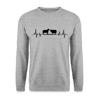 Sheep heartbeat t-shirt sheep - Unisex Sweatshirt - salt & pepper - Front - Alina (178cm) & Michal (187cm)