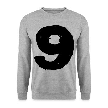 9 Zahl Trikot - Unisex Pullover - Weißgrau meliert - Vorne - Alina (178cm) & Michal (187cm)
