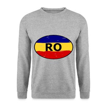 Auflkeber für Rumänien - Unisex Pullover - Weißgrau meliert - Vorne - Alina (178cm) & Michal (187cm)