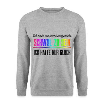 Glück Schwul zu sein / CSD Gay pride Design - Unisex Pullover - Weißgrau meliert - Vorne - Alina (178cm) & Michal (187cm)