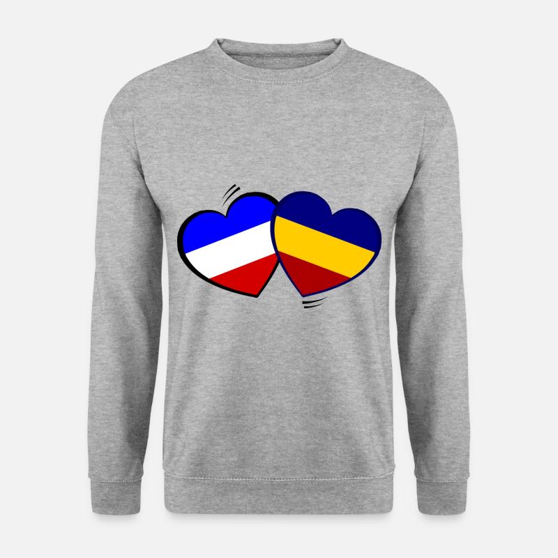 Frankreich Rumänien Liebe - Unisex Pullover - Weißgrau meliert