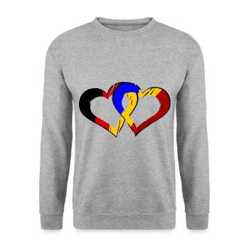 Amour roumain allemand - Sweat-shirt Unisexe - gris chiné - Devant - Alina (178cm) & Michal (187cm)