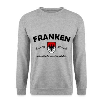 DIe Macht aus dem Frankenland - Unisex Pullover - Weißgrau meliert - Vorne - Alina (178cm) & Michal (187cm)