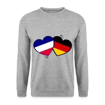 Liebe Frankreich und Deutschland - Unisex Pullover - Weißgrau meliert - Vorne - Alina (178cm) & Michal (187cm)