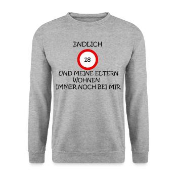 ENDLICH 18 - Unisex Pullover - Weißgrau meliert - Vorne - Alina (178cm) & Michal (187cm)