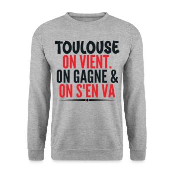 Rugby Toulouse Humour Cadeau Supporter Rugby - Sweat-shirt Unisexe - gris chiné - Devant - Alina (178cm) & Michal (187cm)