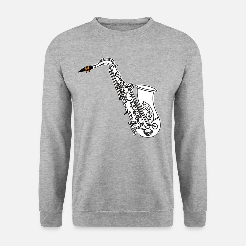 Saxophon Zeichnung - Unisex Pullover - Weißgrau meliert