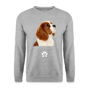 Ziemlich bitte - Unisex Pullover - Weißgrau meliert - Vorne - Alina (178cm) & Michal (187cm)