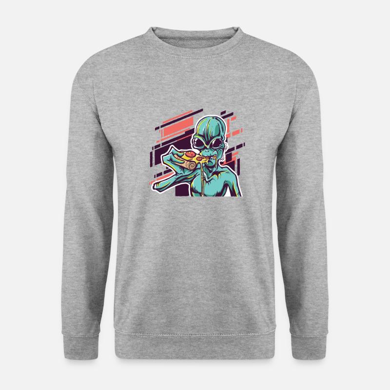 Alien eats pizza - Unisex Sweatshirt - salt & pepper