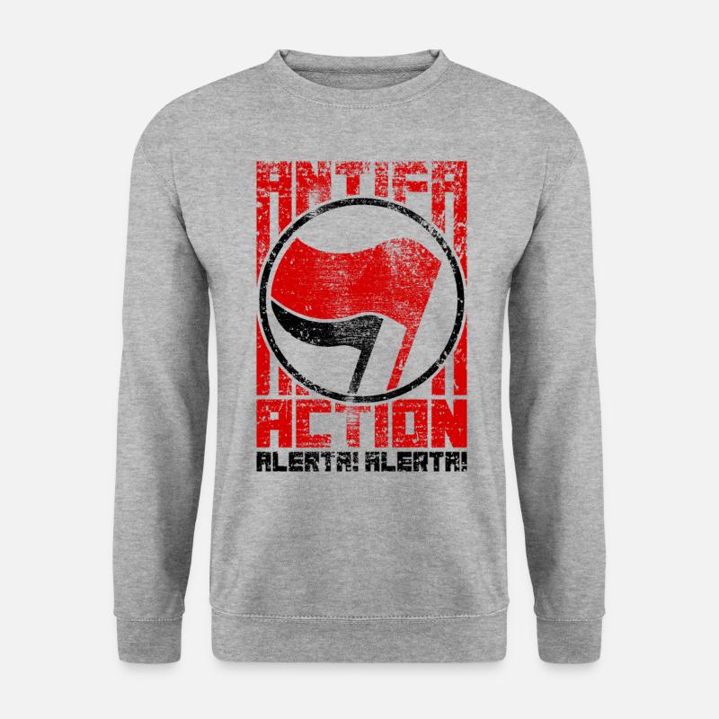 Antifa Action – Alerta! Alerta! (red) - Unisex Pullover - Weißgrau meliert