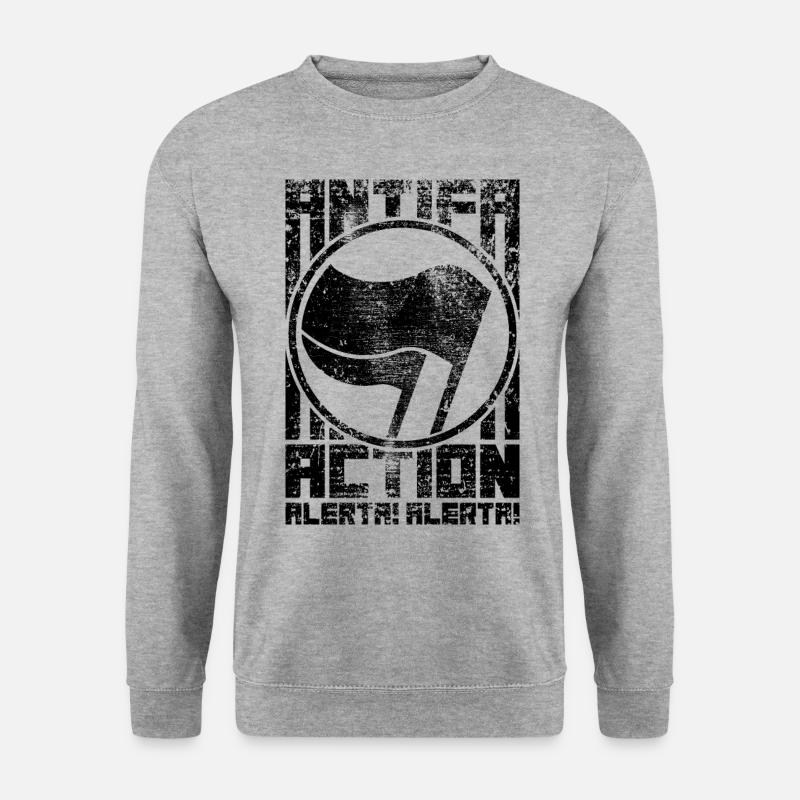 Antifa Action – Alerta! Alerta! (black) - Unisex Pullover - Weißgrau meliert