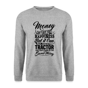 MONEY AND TRACTOR - Unisex Sweatshirt - salt & pepper - Front - Alina (178cm) & Michal (187cm)