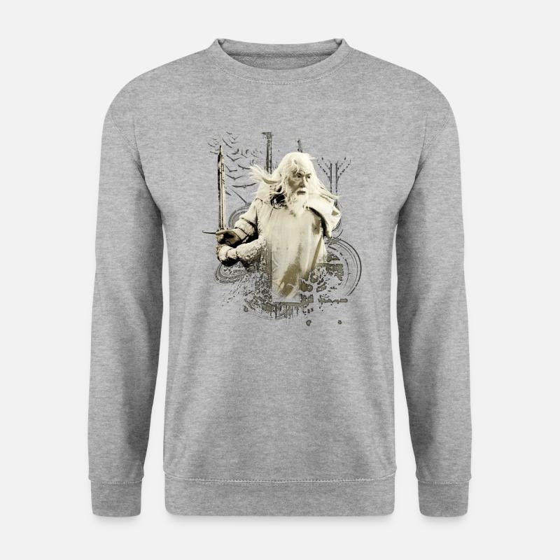 Der Herr Der Ringe Gandalf Mit Schwert Glamdring - Unisex Pullover - Weißgrau meliert