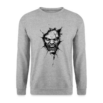 T Shirt Design Zombie - Unisex Pullover - Weißgrau meliert - Vorne - Alina (178cm) & Michal (187cm)