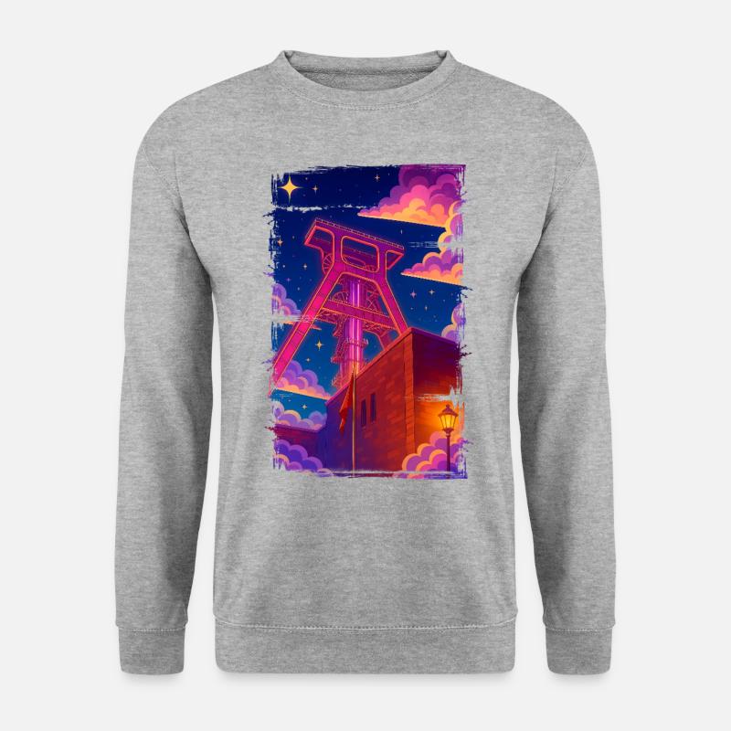 Förderturm Zeche Ruhrpott - Unisex Pullover - Weißgrau meliert