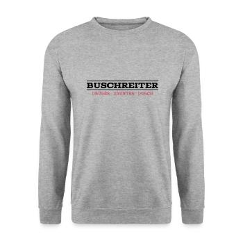 Buschreiter DDD - Unisex Pullover - Weißgrau meliert - Vorne - Alina (178cm) & Michal (187cm)