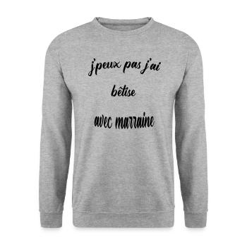 Ich kann nicht mit Patin dumm sein - Unisex Pullover - Weißgrau meliert - Vorne - Alina (178cm) & Michal (187cm)