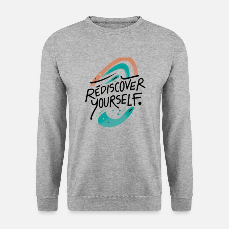 Rediscover Yourself Motivational Art - Unisex Pullover - Weißgrau meliert
