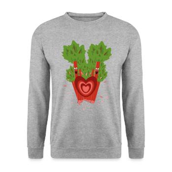 Rhabarber mit sehr viel Herz und liebe. - Unisex Pullover - Weißgrau meliert - Vorne - Alina (178cm) & Michal (187cm)
