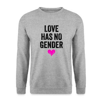 L’AMOUR N’A PAS DE SEXE - Sweat-shirt Unisexe - gris chiné - Devant - Alina (178cm) & Michal (187cm)