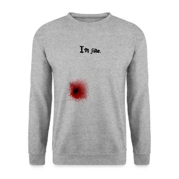 Bleeding gunshot wound Halloween - Unisex Sweatshirt - salt & pepper - Front - Alina (178cm) & Michal (187cm)